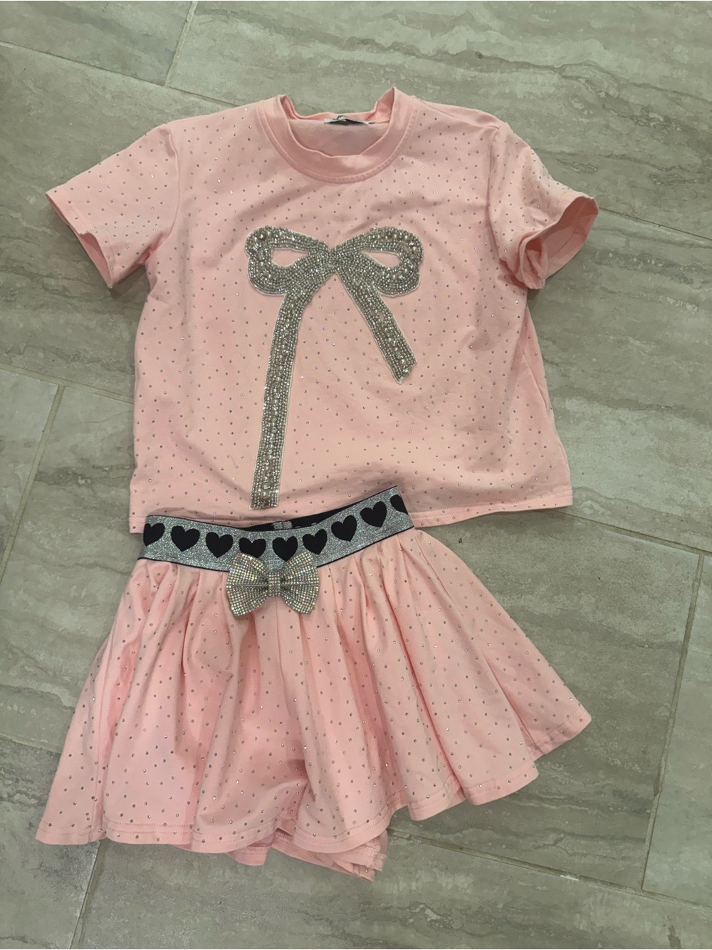lola and the boys pink sparkle bow set
